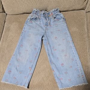 Zara Kids Light Blue Jeans with Pink Floral Pattern